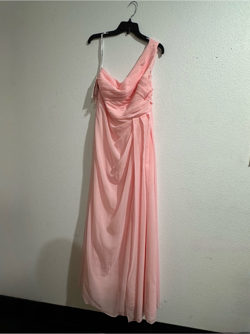 JJs House Light Pink One-Shoulder Chiffon Gown